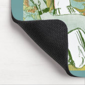 アールヌーボーグレイハウンドと花のある女性 マウスパッド (コーナー)