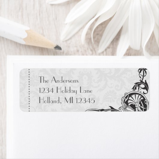 アールヌーボーグレーダマスク差出人住所ラベル ラベル (インサイチュ)