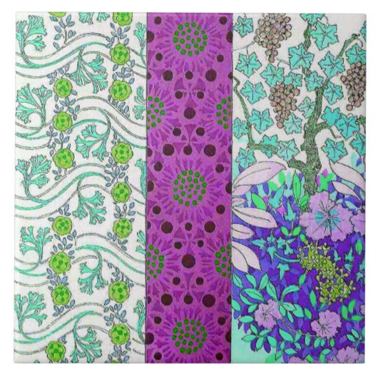 アールヌーボーグレープバインフローラヴィンテージ タイル (正面)