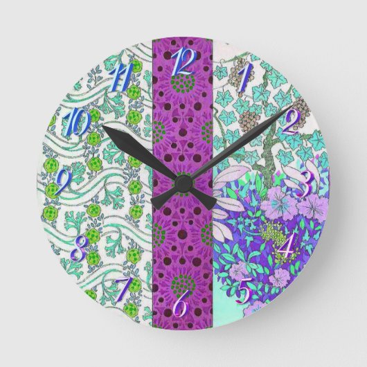 アールヌーボーグレープバインフローラヴィンテージ ラウンド壁時計 (正面)
