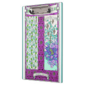 アールヌーボーグレープフィンフローラヴィンテージパープルティール(緑がかった色) クリップボード (左)