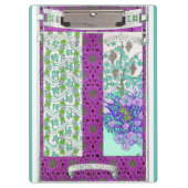 アールヌーボーグレープフィンフローラヴィンテージパープルティール（緑がかった色） クリップボード (正面)