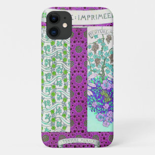 アールヌーボーグレープフィンフローラヴィンテージパープルティール(緑がかった色) iPhone 11 ケース