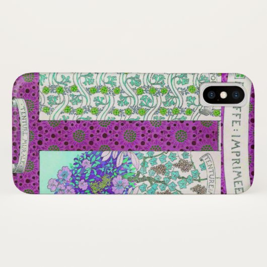 アールヌーボーグレープフィンフローラヴィンテージパープルティール（緑がかった色） Case-Mate iPhoneケース (裏面(横))