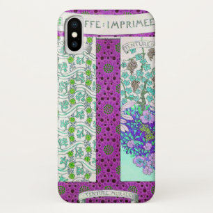 アールヌーボーグレープフィンフローラヴィンテージパープルティール(緑がかった色) iPhone X ケース
