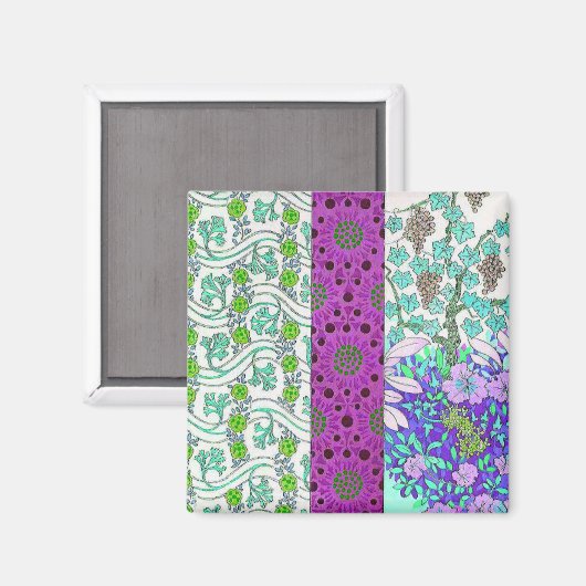 アールヌーボーグレープフィンフローラヴィンテージ エレガント マグネット (正面/裏面)