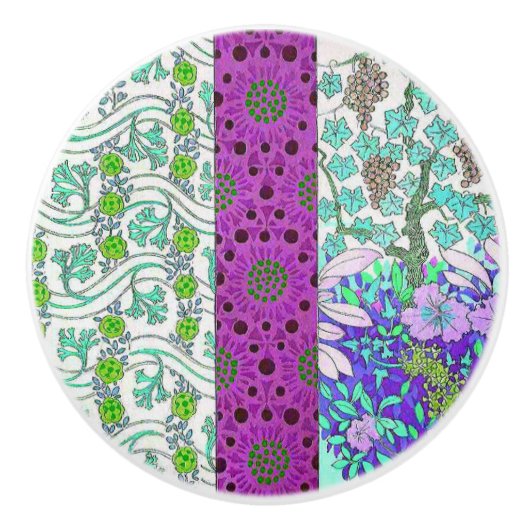 アールヌーボーグレープフィンフローラヴィンテージ セラミックノブ (正面)