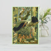 アールヌーボーコウノトリ赤ちゃんシャワーテンプレート 招待状 (スタンド正面)