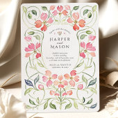 アールヌーボーコーラルドグウッド結婚フローラ 招待状