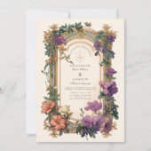 アールヌーボーゴールデンアーチ結婚フローラ 招待状 (正面)