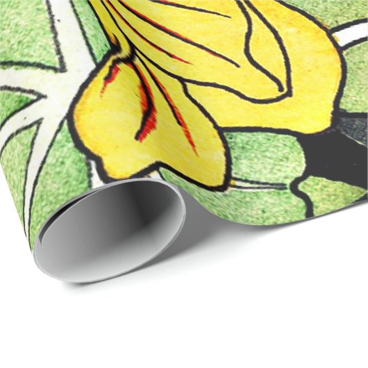 アールヌーボーゴールデンイエローナスタジウムパターン ラッピングペーパー (ロールコーナー)