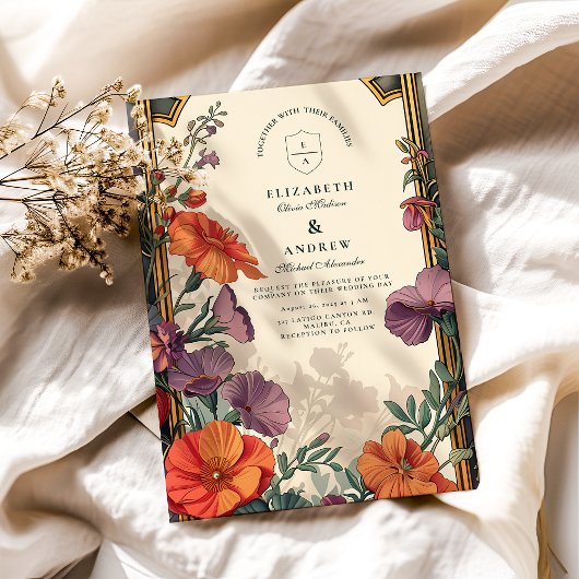 アールヌーボーサンセット結婚フローラ 招待状