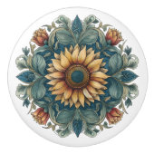 アールヌーボーサンフラワーメダリオン セラミックノブ (正面)