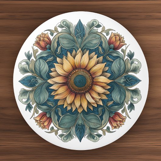 アールヌーボーサンフラワーメダリオン セラミックノブ