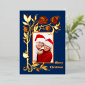 アールヌーボーザクロ写真クリスマス 箔シーズンカード (立ち正面)