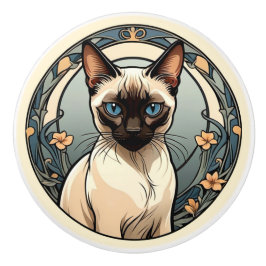 アールヌーボーシャム猫 セラミックノブ