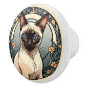 アールヌーボーシャム猫 セラミックノブ (右)