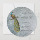 アールヌーボーシルバーメタリックピーコックティーパーティー 招待状 (正面)