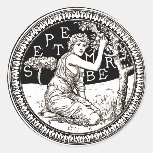 アールヌーボーシーバー誕生日ガール ラウンドシール (正面)