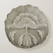 アールヌーボージャゲンスチル花タイルデザイン茶 ラウンドクッション (裏面)