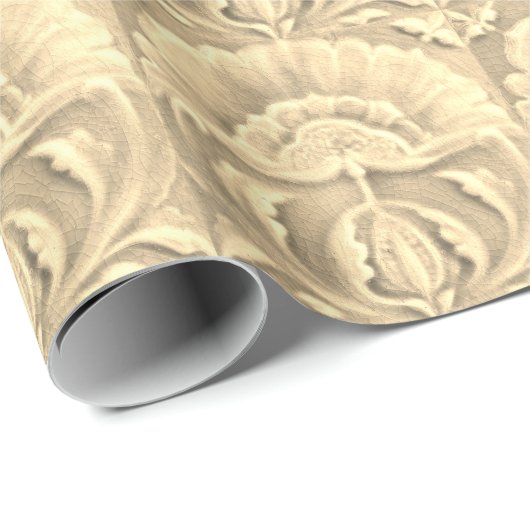 アールヌーボージャゲンストスティフラータイル金ゴールドクリーム ラッピングペーパー (ロールコーナー)