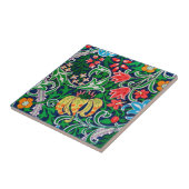 アールヌーボージャコビーンフローラエメラルドグリーン タイル (側面)