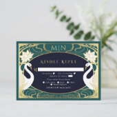 アールヌーボースエレガントタンウェディングRSVP エンクロージャーカード (スタンド正面)