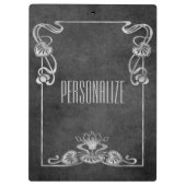 アールヌーボースエードエレガントルシルバーグレーロータス クリップボード (裏面)