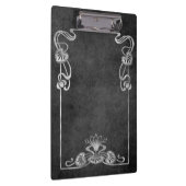 アールヌーボースエードエレガントルシルバーグレーロータス クリップボード (右)
