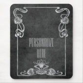 アールヌーボースエードエレガントルシルバーグレーロータス マウスパッド (正面)