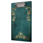 アールヌーボースエードエレガント金ゴールドグリーンロータス クリップボード (左)