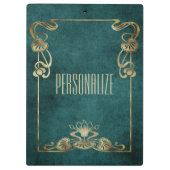 アールヌーボースエードエレガント金ゴールドグリーンロータス クリップボード (裏面)