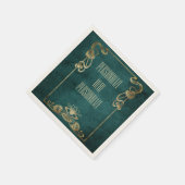 アールヌーボースエードエレガント金ゴールドグリーンロータス スタンダードカクテルナプキン (角)