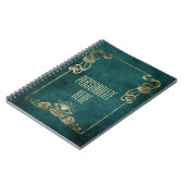 アールヌーボースエードエレガント金ゴールドグリーンロータス ノートブック (左側)