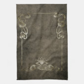 アールヌーボースエードエレガント金ゴールド褐蓮 キッチンタオル (縦)