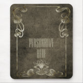 アールヌーボースエードエレガント金ゴールド褐蓮 マウスパッド (正面)