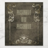 アールヌーボースエードエレガント金ゴールド褐蓮 ワインラベル (シングルラベル)