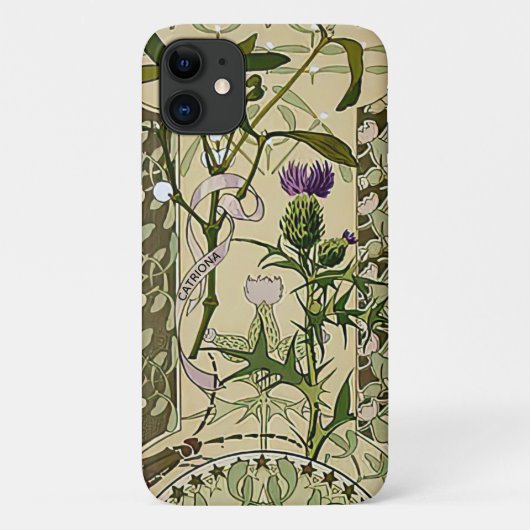 アールヌーボースコットランドのアザミのフローラの花  Case-Mate iPhoneケース (裏面)