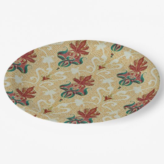 アールヌーボースタイリッシュチューリップリーフBBQガーデンパーティー ペーパープレート (アングル)