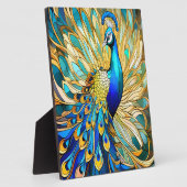 アールヌーボースタイルのカラフルな孔雀の芸術 フォトプラーク (側面)