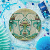 アールヌーボースタイルアカントゥスリーフブーケフラワーズ ペーパープレート (パーティー)