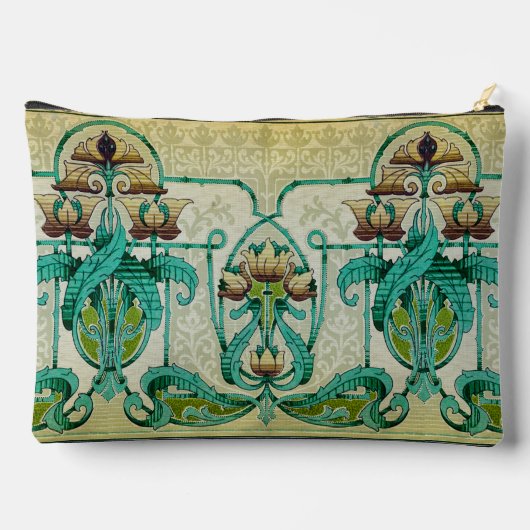 アールヌーボースタイルアカントスブーケフラワーメイクアップ アクセサリーポーチ (裏面)