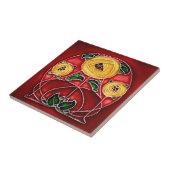 アールヌーボースタイルイエロー&レッドセラミック タイル (側面)