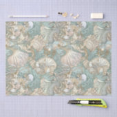 アールヌーボースタイルシーシェル反復パターン 薄葉紙 (クラフト)