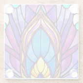 アールヌーボースタイルステンドグラス孔雀フェザー ガラスコースター (裏面)