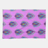 アールヌーボースタイルステンドグラス孔雀フェザー キッチンタオル (横)