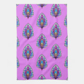 アールヌーボースタイルステンドグラス孔雀フェザー キッチンタオル (縦)