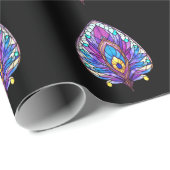 アールヌーボースタイルステンドグラス孔雀フェザー ラッピングペーパー (ロールコーナー)