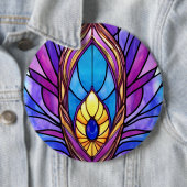 アールヌーボースタイルステンドグラス孔雀フェザー 缶バッジ (インサイチュ)