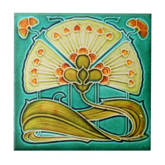 アールヌーボースタイルセラミックタイル。フローラ タイル (正面)